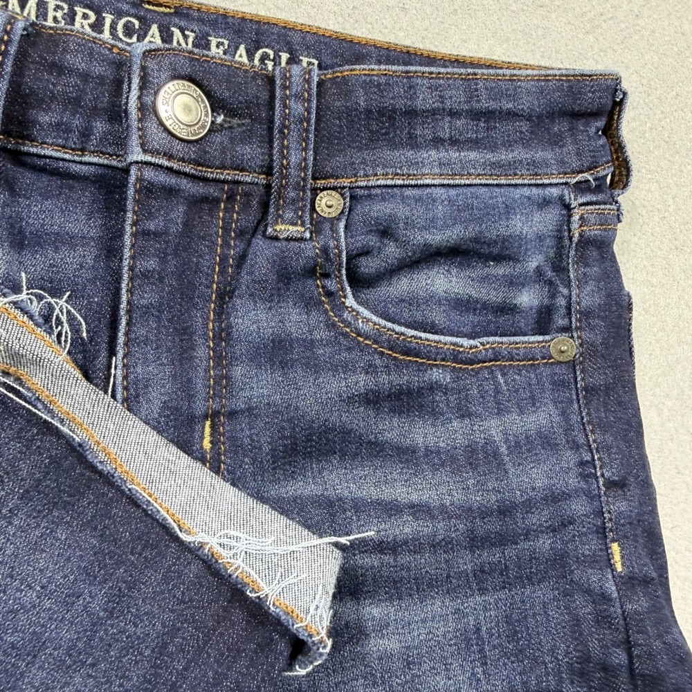 American Eagle Ne(x)t Level Stretch Dark Wash Denim Cuffed Cutoff Shorts 6